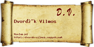 Dvorák Vilmos névjegykártya