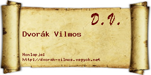 Dvorák Vilmos névjegykártya